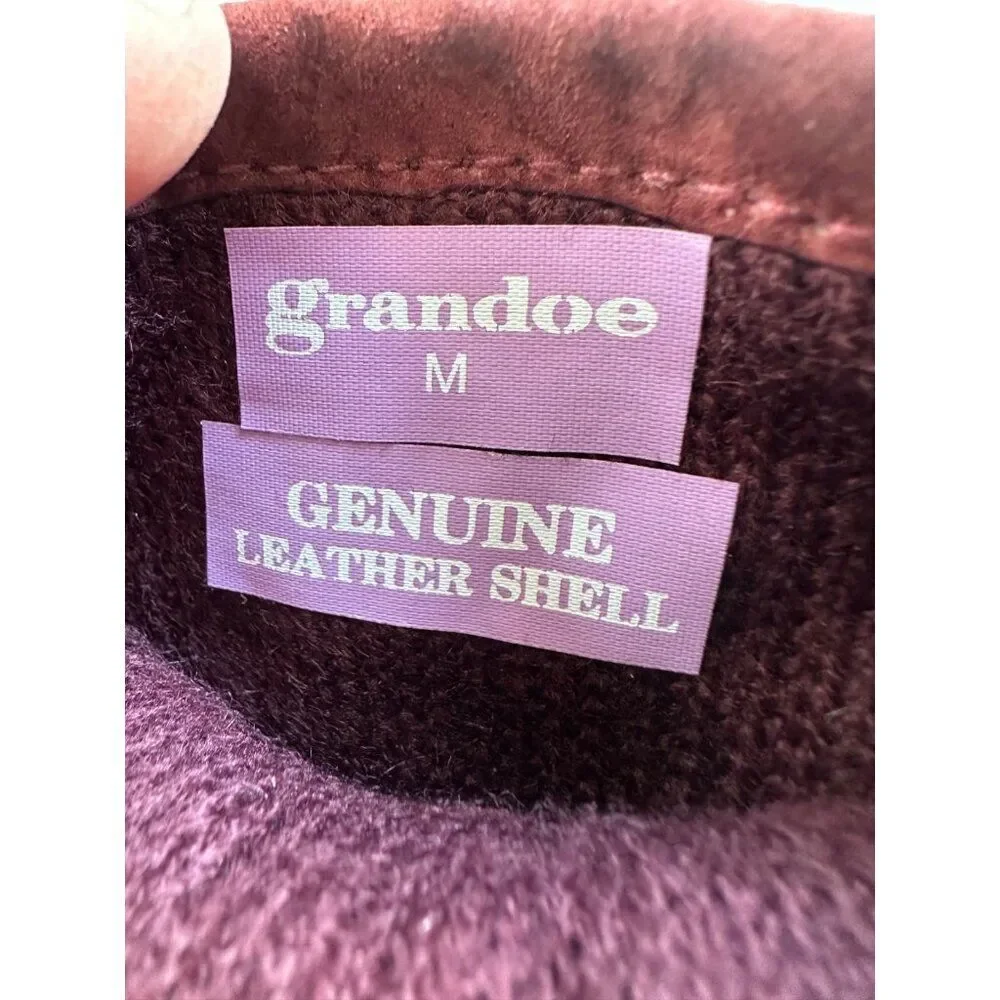 Grandoe Women's M Red Genuine Leather Suede Gloves